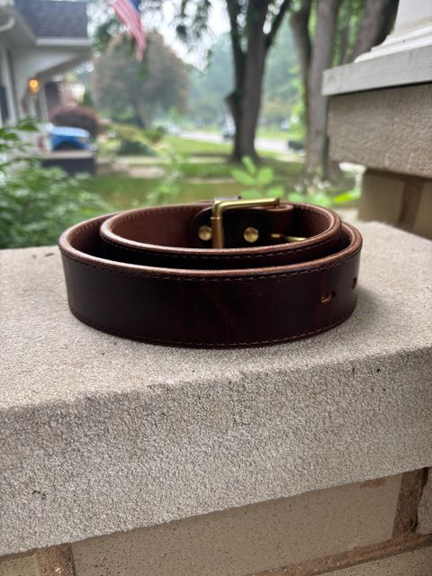 Photo by ZFitzGolf on July 17, 2026 of the Nicks Nicks Heritage Belt in Wickett & Craig Buck Brown Double Stuffed.