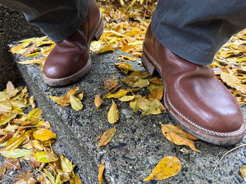 Photo by congressmancuff on December 5, 2025 of the Viberg Engineer in Horween Crust Chromexcel.