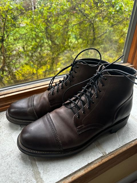 Photo by bbart on March 14, 2025 of the Viberg Service Boot PCT in Maryam 1071 Port Vitello Calf Nubuck.