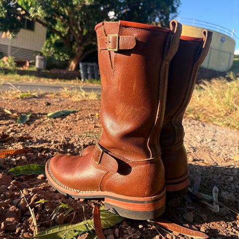 Photo by Apprehensivebootbuyer on July 16, 2026 of the Nicks StationMaster in Horween Ember Waxed Flesh.