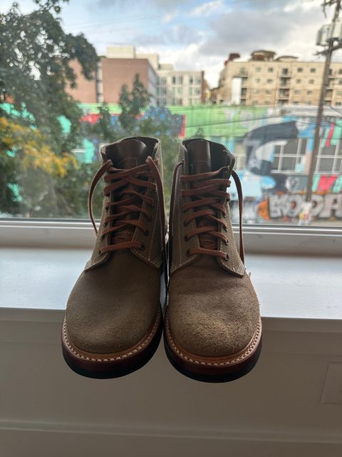 Photo by mynameisntkt on November 3, 2024 of the John Lofgren M-43 Service Shoes in Horween Natural Chromexcel Roughout.