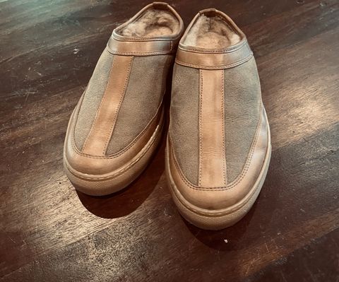 Photo by aussiebootboy on February 5, 2025 of the Goral Goral/ x Rose Anvil Sluggs in Horween Natural Chromexcel.