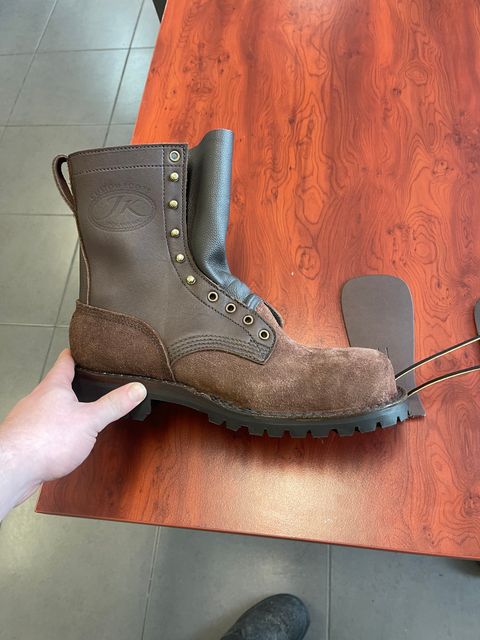 Photo by aussiebootboy on August 28, 2024 of the JK Boots O.T. in Seidel Chocolate Oil Tan Roughout.