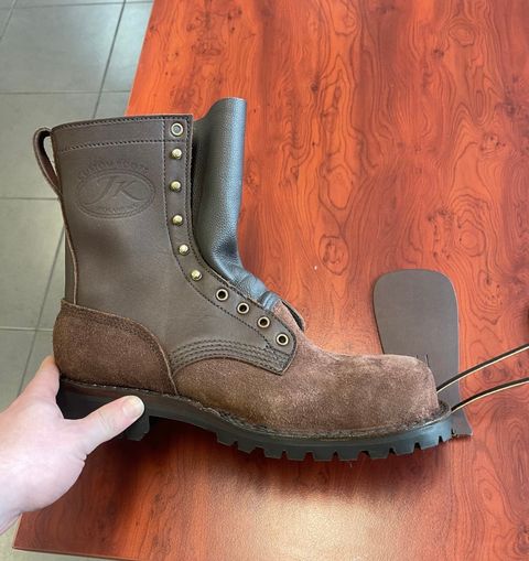 Photo by aussiebootboy on September 5, 2025 of the JK Boots O.T. in Seidel Chocolate Oil Tan Roughout.