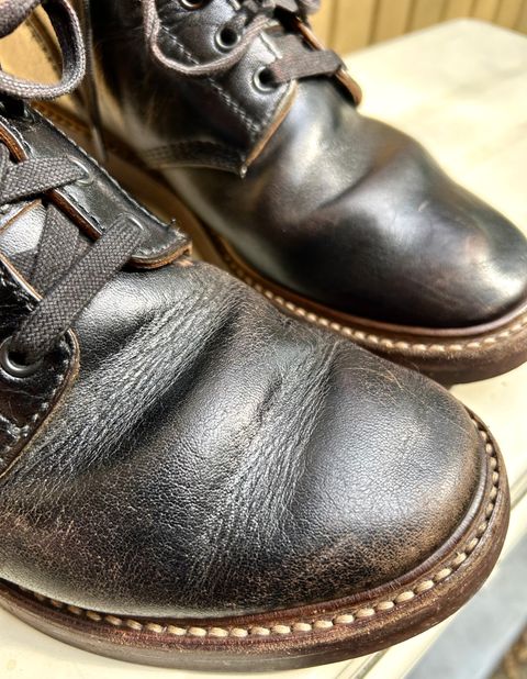 Photo by woolwonders on July 7, 2026 of the John Lofgren M-43 Service Shoes in Shinki Black Teacore Horsebutt.