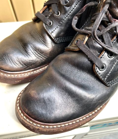 Photo by woolwonders on July 7, 2026 of the John Lofgren M-43 Service Shoes in Shinki Black Teacore Horsebutt.