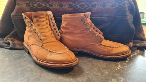Photo by DownThunderdome on December 6, 2024 of the Grant Stone Ottawa Boot in Incas Natural Kangaroo.