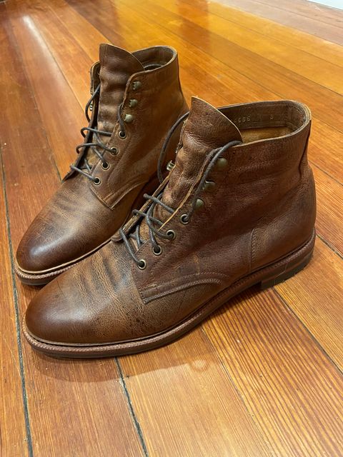 Photo by Cdbr on March 1, 2024 of the Meermin Service Boot in C.F. Stead Autumn Spice Waxed Kudu.