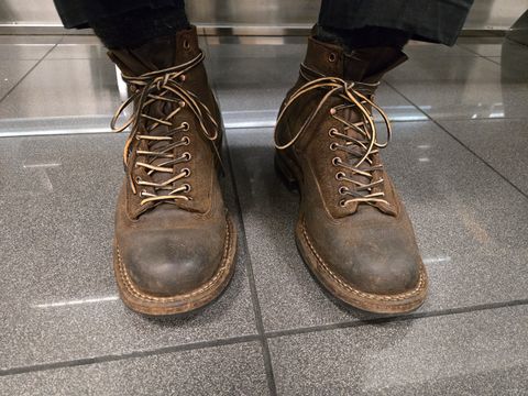 Photo by InanimatePepper on October 24, 2024 of the White's C350 Cutter in Seidel Distressed Roughout.