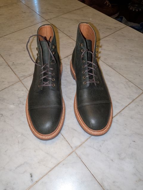 Photo by Ztephen on December 13, 2025 of the Grant Stone Cap Toe Boot in C.F. Stead Forest Kudu.