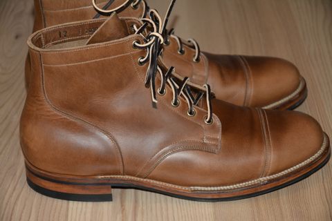 Photo by sheckathorne on January 18, 2025 of the Viberg Service Boot in Horween Natural Chromexcel.