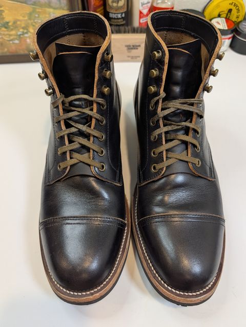 Photo by Johnnyknocks on June 30, 2026 of the Luosjiet Captoe Service Boot in Black Tea Core Full Grain Cow Hide.