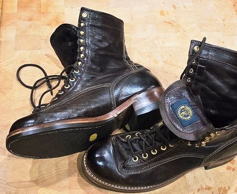 Photo by cpl.g.clegg on February 23, 2026 of the John Lofgren Donkey Puncher Boots in Ezo Shika Deerskin.