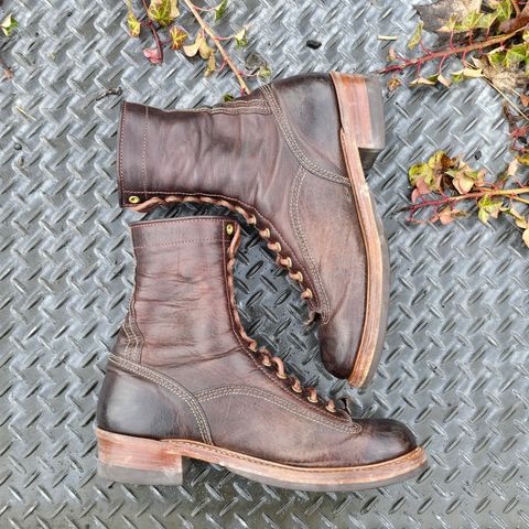 Photo by cpl.g.clegg on March 3, 2026 of the John Lofgren Donkey Puncher Boots in Ezo Shika Deerskin.