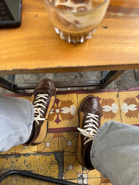 Photo by maxdam91 on July 18, 2026 of the Self-Made Monkey Boot in Heavy Duck Canvas & Horween Brown Chromexcel Horsehide.