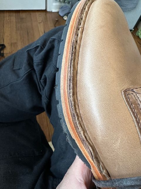 Photo by RUNNOFT on January 31, 2026 of the White's MP-Sherman Plain Toe in Horween Natural Chromexcel.