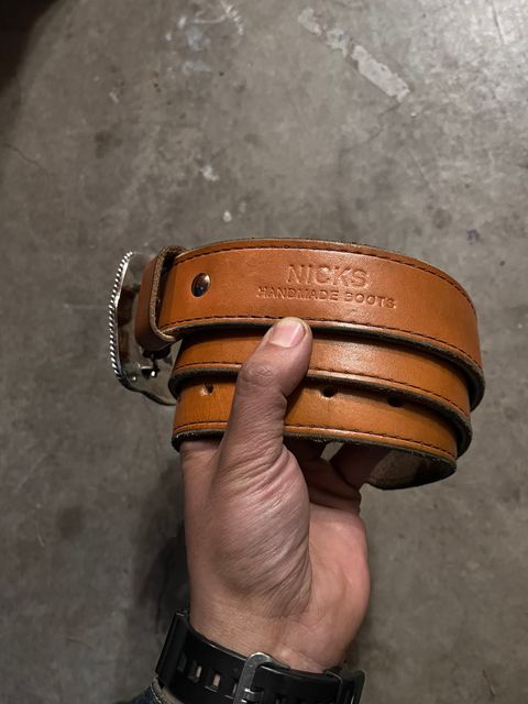 Photo by shredwin.206 on December 2, 2025 of the Nicks Heritage Belt in Wickett & Craig Tan English Bridle.