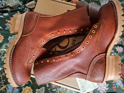 Photo by aman5100XX on August 3, 2025 of the Nicks Lace to Toe Work in Seidel Peanut Tuscon Bison.