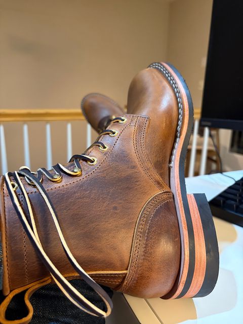 Photo by shoe_enjoy_myself on July 28, 2026 of the Nicks Falcon in Horween Orange Predator.