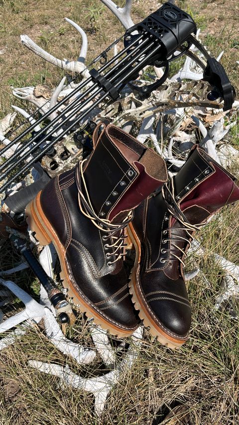 Photo by TaylorMadeLeather on October 12, 2024 of the White's Custom Model in Horween Brown Waxed Flesh.