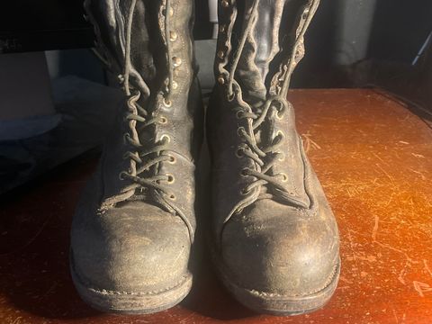 Photo by thebootlover12 on April 22, 2024 of the Viberg logger in cow hide.