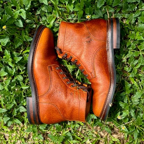 Photo by stinkypatina on May 31, 2026 of the Caswell Boot Company Lisbon in Gallun Cognac Jabari Feral Swine.