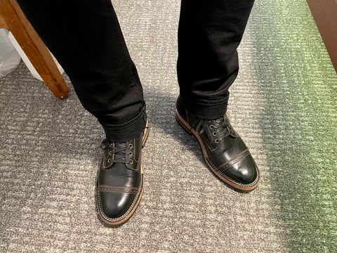 Photo by Faded.Patina on January 8, 2025 of the Jakkrabbits Service Boot in Shinki Black Teacore Horsehide.