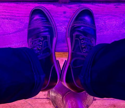 Photo by Faded.Patina on January 16, 2025 of the Jakkrabbits Service Boot in Shinki Black Teacore Horsehide.