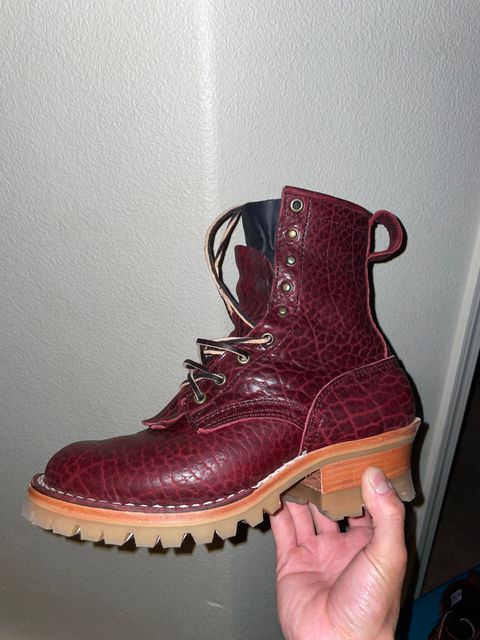 Photo by mr.t.roy on July 11, 2025 of the Nicks MTO in Law Tanning Oxblood Smooth Shruken Bison.