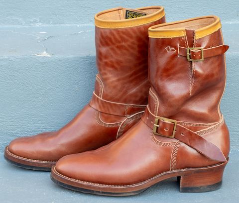Photo by JewishJesus on March 1, 2026 of the Role Club Engineer Boots in Brown Italian Horsehide.