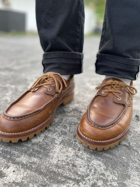 Photo by thedrunkdunker on January 20, 2025 of the Rhodes Tahoe Boat Shoe in Unknown Leather.