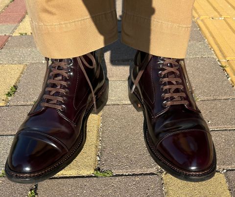 Photo by Patrick_Kwon on May 6, 2025 of the Alden Parajumper Boots in Horween Color 8 Shell Cordovan.