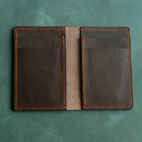 Photo by poppyseed55 on October 5, 2025 of the Self-Made Bifold in Horween Dark Cognac Shell Cordovan & Conceria Walpier Chocolate Buttero.