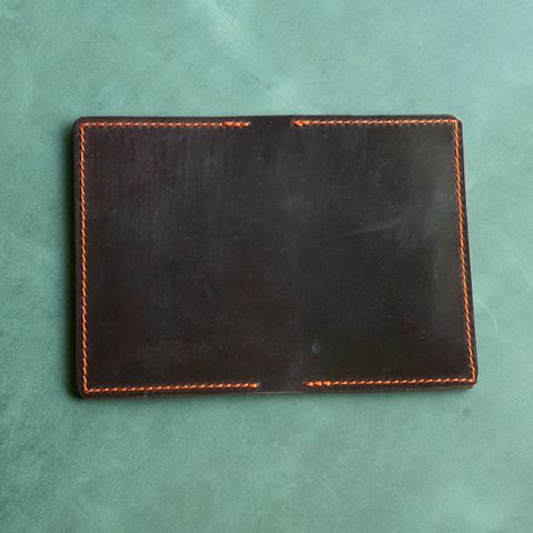 Photo by poppyseed55 on October 5, 2025 of the Self-Made Bifold in Horween Dark Cognac Shell Cordovan & Conceria Walpier Chocolate Buttero.