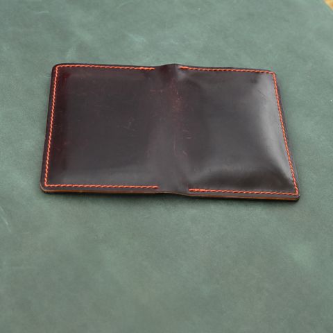 Photo by poppyseed55 on November 4, 2025 of the Self-Made Bifold in Horween Dark Cognac Shell Cordovan & Conceria Walpier Chocolate Buttero.