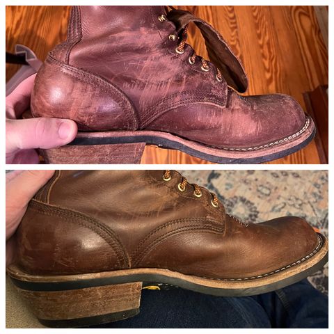 Photo by dieseldoc25 on January 18, 2026 of the Nicks Packer in Horween Timber Roanoke.