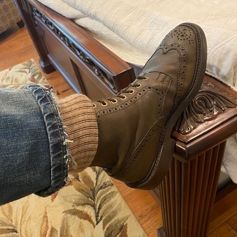 Photo by Colonel_Gringo on July 5, 2026 of the Tricker's Stow Country Boot in Green Olivvia Waxy.