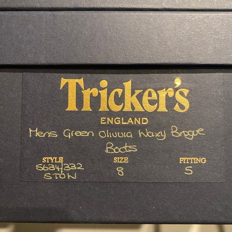 Photo by Colonel_Gringo on July 5, 2026 of the Tricker's Stow Country Boot in Green Olivvia Waxy.