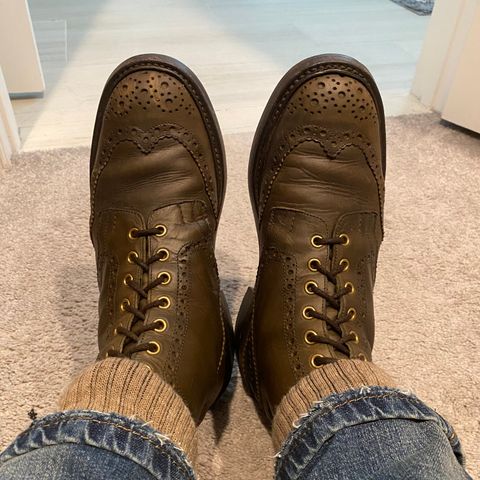 Photo by Colonel_Gringo on July 5, 2026 of the Tricker's Stow Country Boot in Green Olivvia Waxy.
