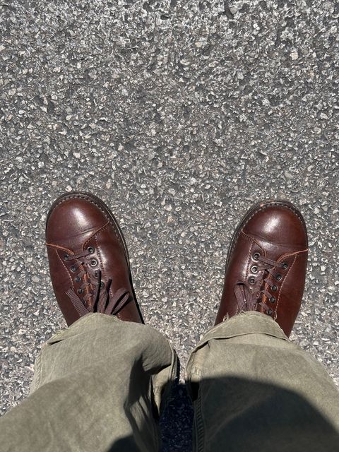 Photo by clausality on July 14, 2026 of the Addict Boots AB-04LW Short Monkey in Brown Horsehide.