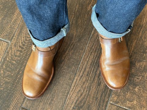 Photo by mulceber on July 11, 2026 of the John Lofgren Wabash Engineer Boots in Horween Natural Chromexcel.