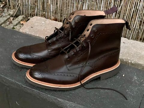 Photo by NikolaiWalksForward on October 18, 2024 of the Tricker's Stow Country Boot in Cafe Burnished Calf.