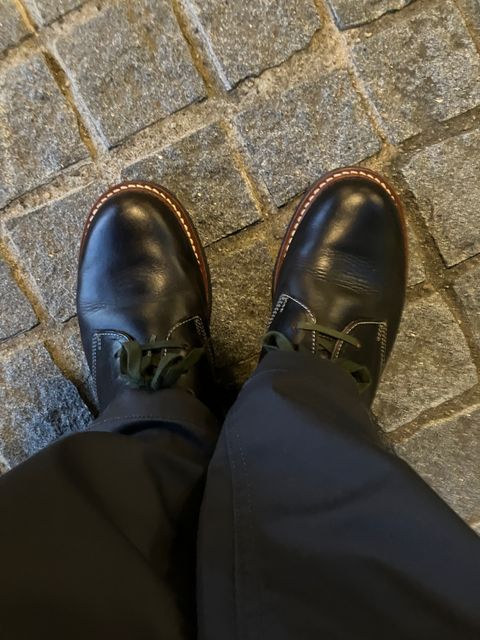 Photo by maru on July 1, 2025 of the Danner Moreland Oxford in Horween Black Chromexcel.