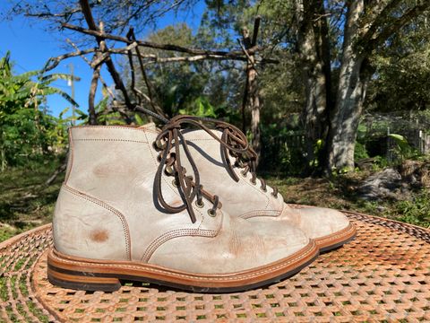 Photo by idestroyboots on January 12, 2025 of the Grant Stone Diesel Boot in Conceria Walpier Ghost Buttero.