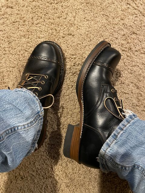 Photo by GTOby04 on July 20, 2026 of the Brake House Bump Cap Toe Sevice Boot in Tyche Waxed Cowhide.