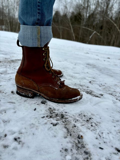 Photo by averagebootguy on January 27, 2026 of the Nicks Ranger in Seidel 1964 Brown Roughout & Seidel 1964 Brown.
