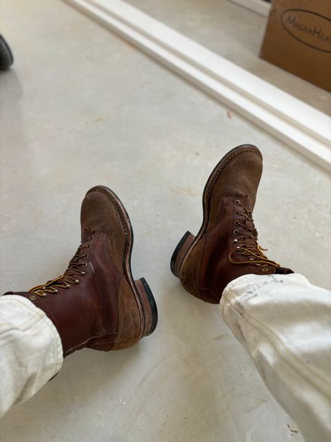 Photo by averagebootguy on January 30, 2026 of the Nicks Ranger in Seidel 1964 Brown Roughout & Seidel 1964 Brown.