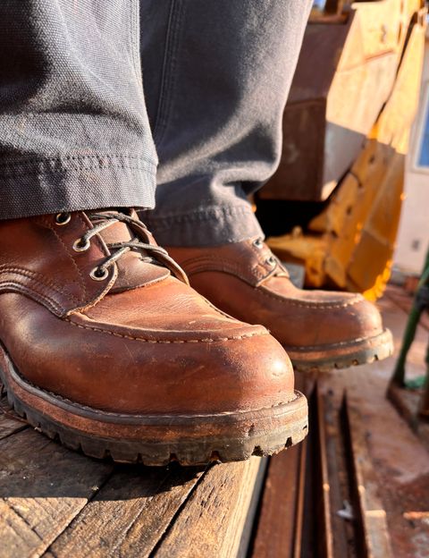 Photo by cjdigs on April 1, 2025 of the Nicks Builder Pro Moc Toe Steel Toe in Seidel 1964 Brown.