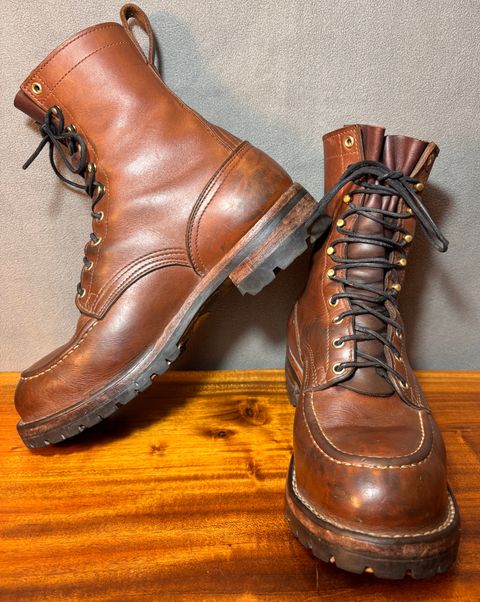 Photo by cjdigs on April 4, 2025 of the Nicks Builder Pro Moc Toe Steel Toe in Seidel 1964 Brown.