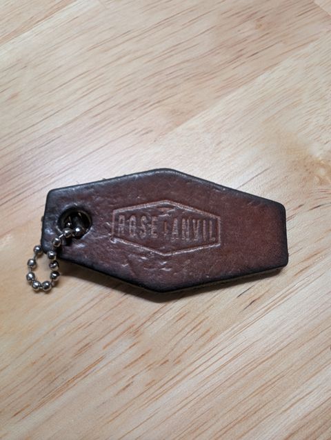 Photo by NoirSclera on October 15, 2025 of the Rose Anvil Key Chain in Wickett & Craig Harness Veg Tanned.